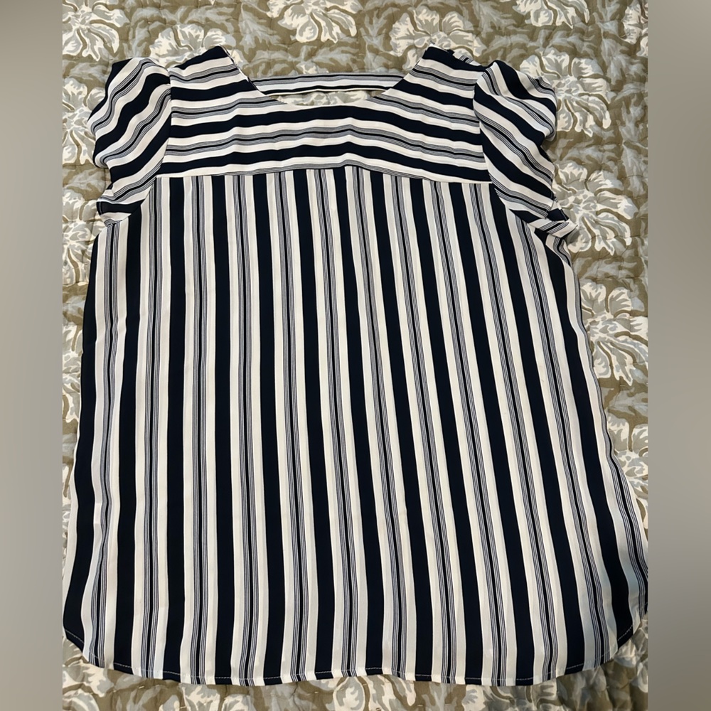 LOFT Striped Navy and White Women's Top